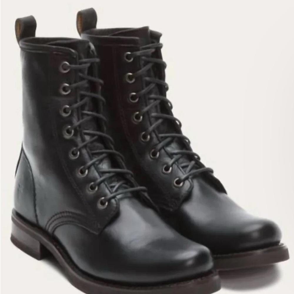 Frye Dark Leather Lace-Up Boots